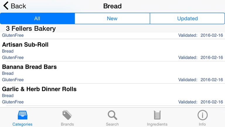 iPhone iPad, söka efter, Allergy Free, glutenfria menyer