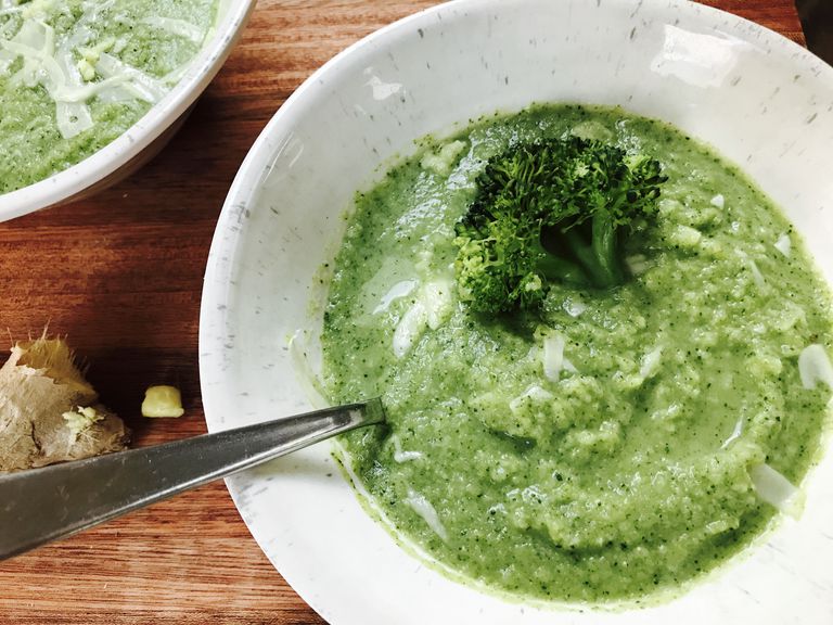 denna soppa, ånga broccoli, broccoli blomkål, kopp vardera, några minuter, Nutrition Etikett