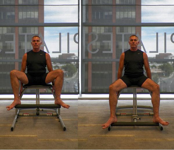 Pilates stol, andra sidan, ditt högra, pedalen gånger, Enkla benpumpar, hela kroppen